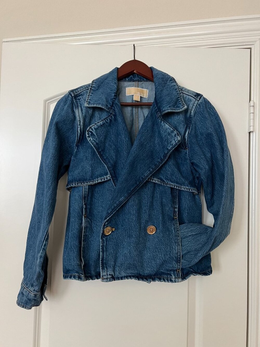 Vintage Michael Kors Denim Jean Jacket | Double Breasted | Gold Button | Small - Picture 2 of 5